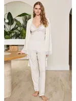 Kadın Sabahlık, Atlet ve Pantolon Takım Anıl 11631 Ekru görsel 4